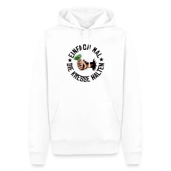 Einfach mal die Kresse halten - Männer Premium Bio Hoodie - Weiß - Vorne - Nico (187cm)