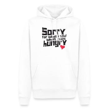 Désolé pour ce que j'ai dit quand j'avais faim - Sweat à capuche Premium bio Homme - blanc - Devant - Nico (187cm)