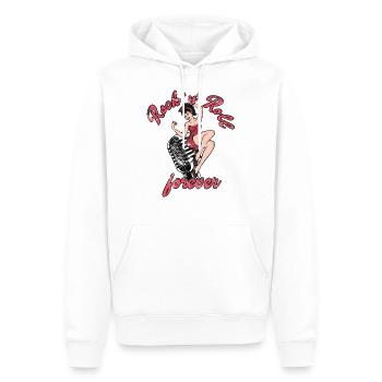 Rock n Roll pour toujours Vintage Girl Rocknroll - Sweat à capuche Premium bio Homme - blanc - Devant - Nico (187cm)
