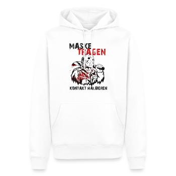 Maske Tragen! Kontakt Halbieren! Coronavirus 2020 - Männer Premium Bio Hoodie - Weiß - Vorne - Nico (187cm)