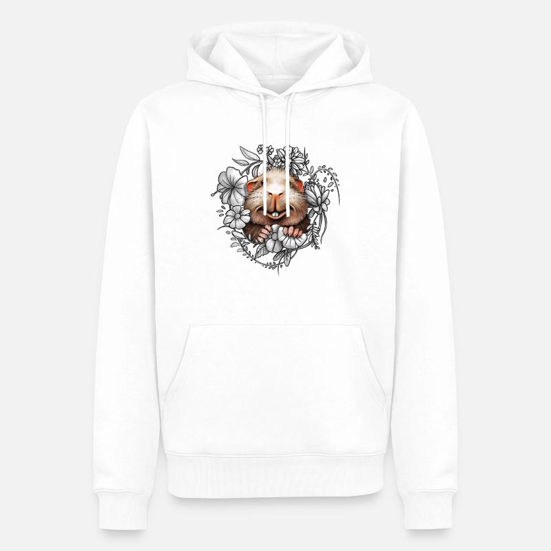 Cobayes et fleurs - Sweat à capuche Premium bio Homme - blanc