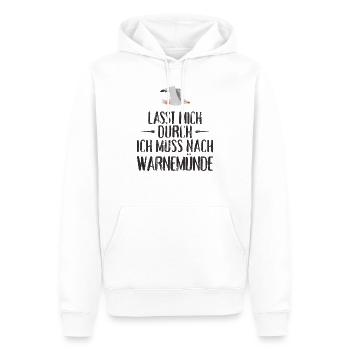 Lasst mich durch ich muss nach Warnemünde Möwe - Männer Premium Bio Hoodie - Weiß - Vorne - Nico (187cm)