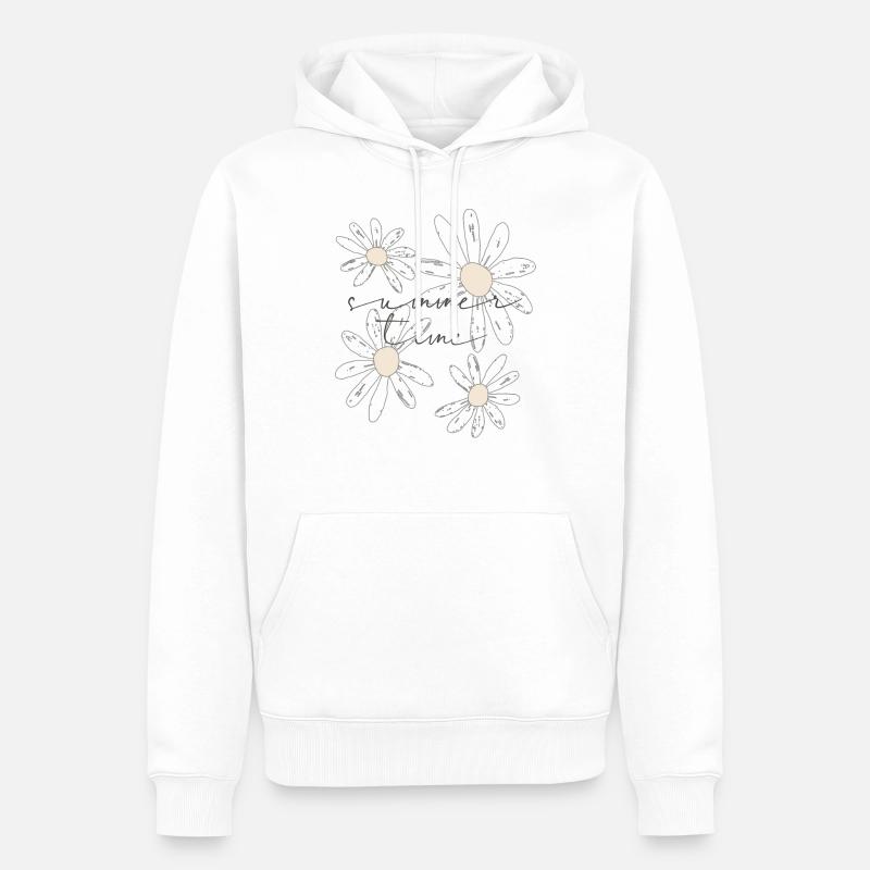 summer time blumen muster gänseblümchen - Männer Premium Bio Hoodie - Weiß