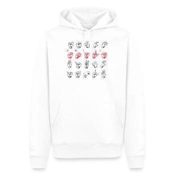 Énigme smile - DGS Streetwear - Sweat à capuche Premium bio Homme - blanc - Devant - Nico (187cm)