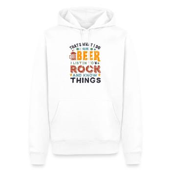 C’est ce que je fais Je bois de la bière, j’écoute du rock - Sweat à capuche Premium bio Homme - blanc - Devant - Nico (187cm)