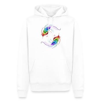 Pride Regenboggen drapeau plume colorée LGBT - Sweat à capuche Premium bio Homme - blanc - Devant - Nico (187cm)