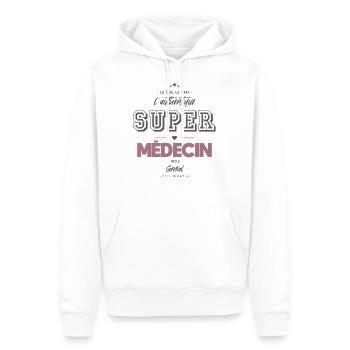 L authentique super médecin - Sweat à capuche Premium bio Homme - blanc - Devant - Nico (187cm)