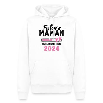 Future Maman 2024 Chargement En Cours - Sweat à capuche Premium bio Homme - blanc - Devant - Nico (187cm)