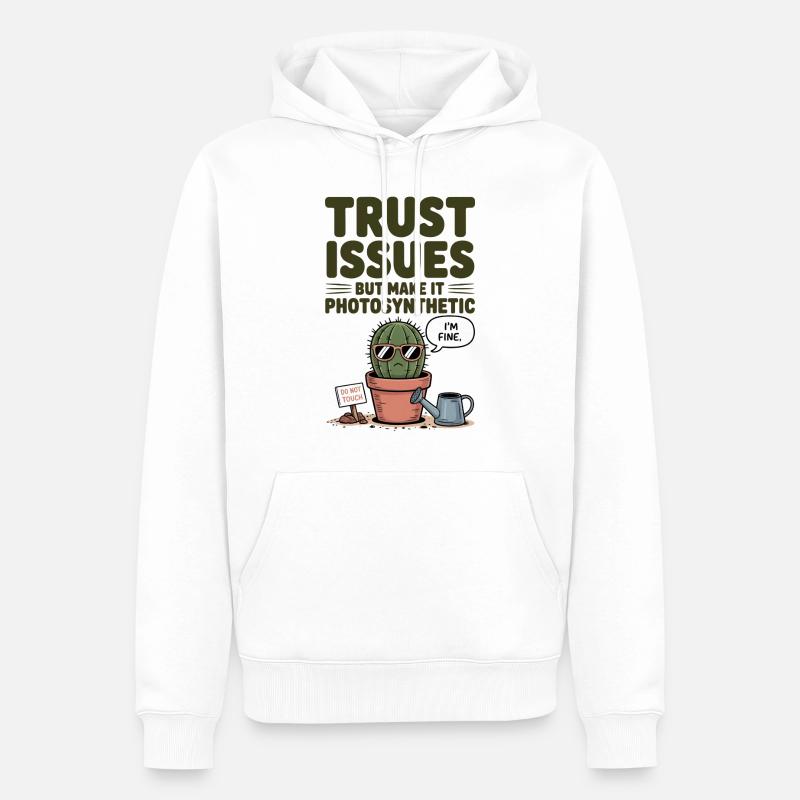 Cactus - Trust Issues - Männer Premium Bio Hoodie - Weiß