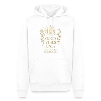 T-shirt bohème moderne avec motif soleil et lune - Sweat à capuche Premium bio Homme - blanc - Devant - Nico (187cm)