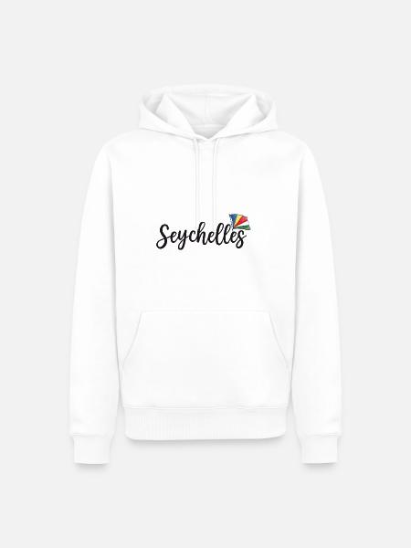 Seychelles with flag black - Men’s Premium Organic Hoodie - white