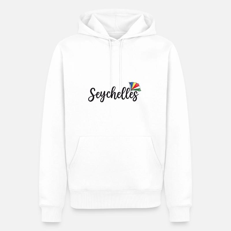 Seychelles avec drapeau noir - Sweat à capuche Premium bio Homme - blanc