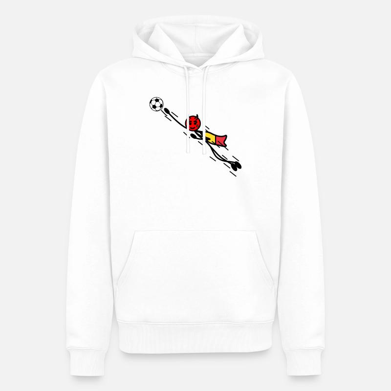 Flying Red Devil Held Keeper - Männer Premium Bio Hoodie - Weiß