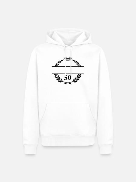 Lauwerkrans name banner with number 50 - Men’s Premium Organic Hoodie - white