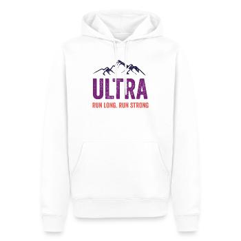 Ultra Running - Lauf lang. Laufen Sie stark. - Männer Premium Bio Hoodie - Weiß - Vorne - Nico (187cm)