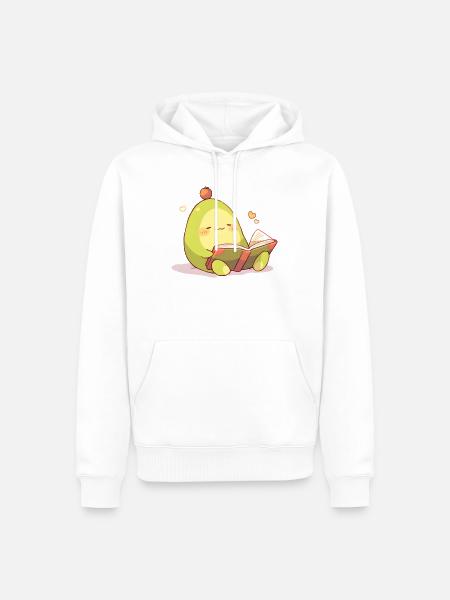 Avocado Leseheld – Kuschelnde Buchzeit - Männer Premium Bio Hoodie - Weiß