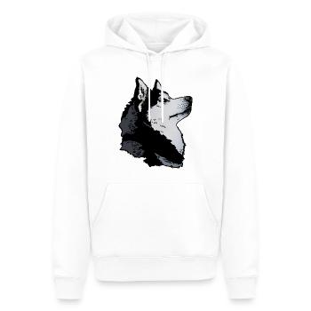 Tête de husky - Sweat à capuche Premium bio Homme - blanc - Devant - Nico (187cm)