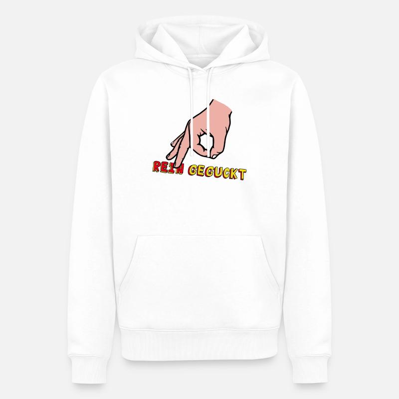 Comic-Hand Zeigefinger mit Retro Text - Männer Premium Bio Hoodie - Weiß