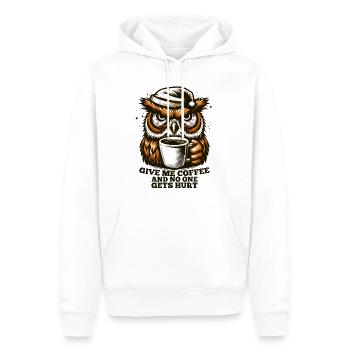 Eule Kaffee müde Geschenk - Männer Premium Bio Hoodie - Weiß - Vorne - Nico (187cm)