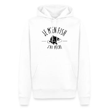 Je m’en fish – T-shirt pêcheur humoristique - Sweat à capuche Premium bio Homme - blanc - Devant - Nico (187cm)