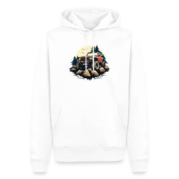Aus Road_01 - Männer Premium Bio Hoodie - Weiß - Vorne - Nico (187cm)