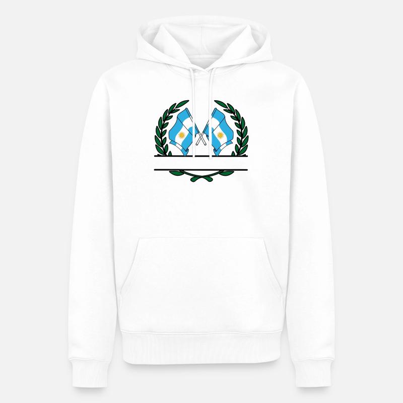 Drapeaux Argentine bannière couronne de laurier - Sweat à capuche Premium bio Homme - blanc