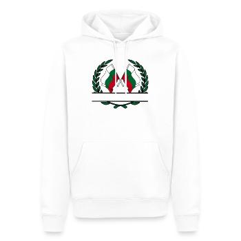 Drapeaux Bulgarie couronne de laurier bannière - Sweat à capuche Premium bio Homme - blanc - Devant - Nico (187cm)
