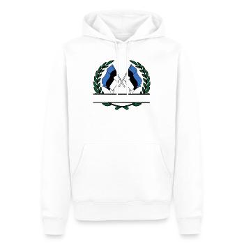 Drapeaux Estonie couronne de laurier bannière - Sweat à capuche Premium bio Homme - blanc - Devant - Nico (187cm)
