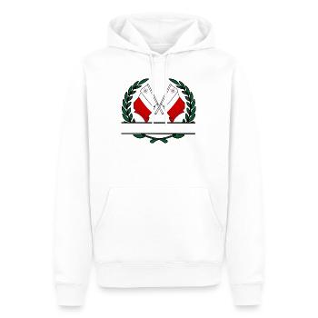 Drapeaux Malte couronne de laurier bannière - Sweat à capuche Premium bio Homme - blanc - Devant - Nico (187cm)
