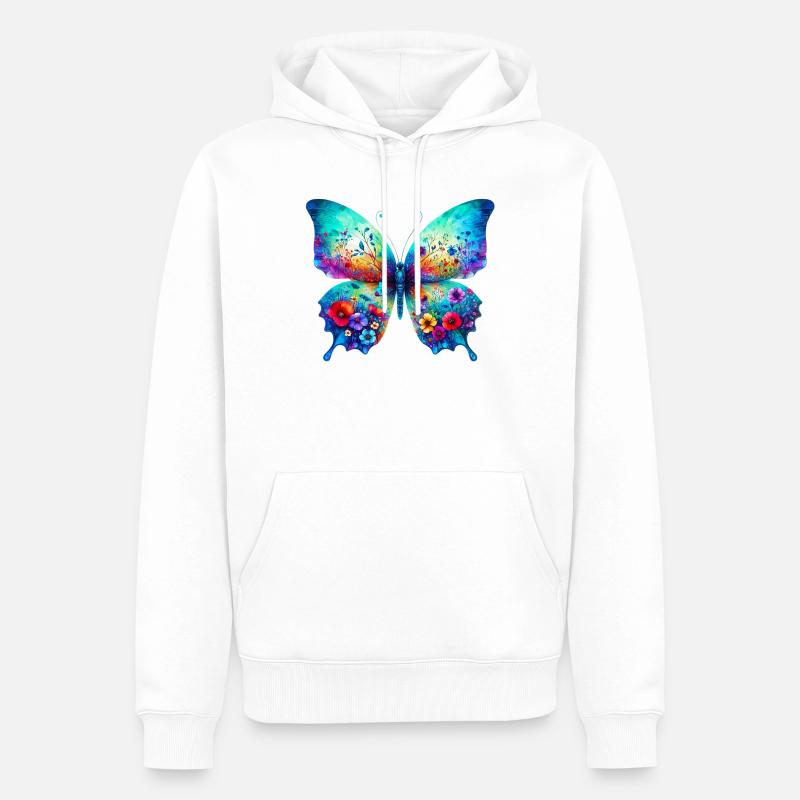 Papillon - Sweat à capuche Premium bio Homme - blanc