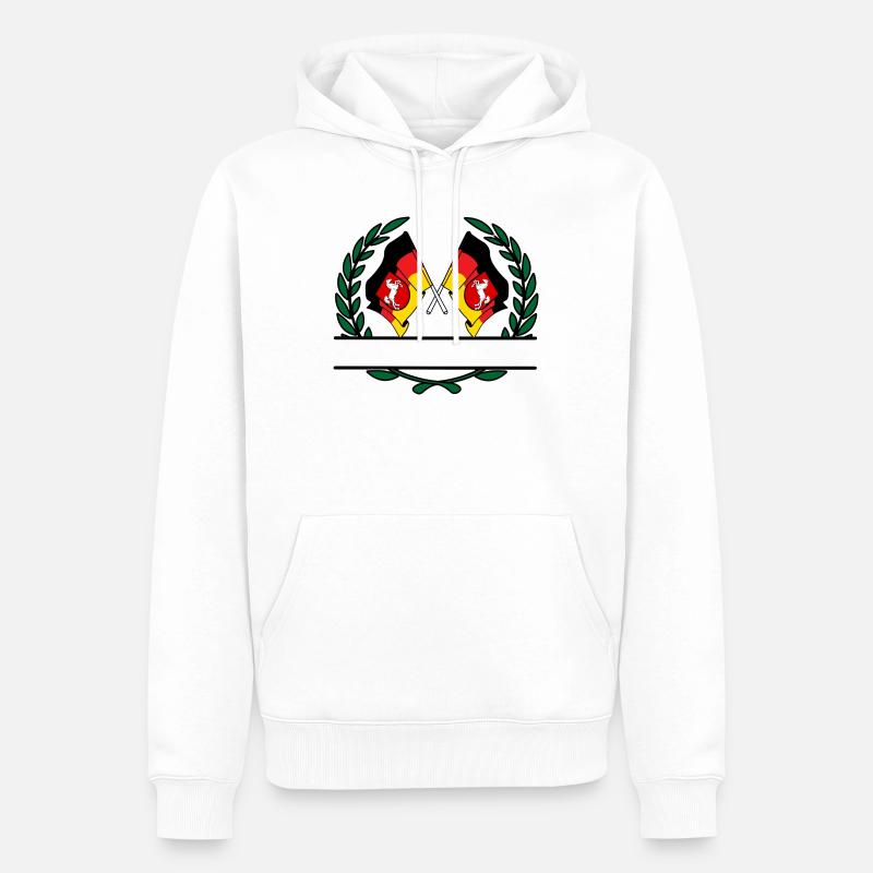 Drapeaux Basse-Saxe couronne de laurier bannière - Sweat à capuche Premium bio Homme - blanc