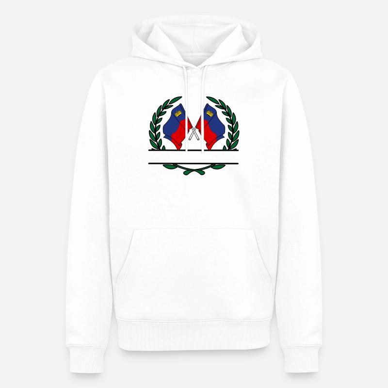 Drapeaux Liechtenstein couronne de laurier bannière - Sweat à capuche Premium bio Homme - blanc