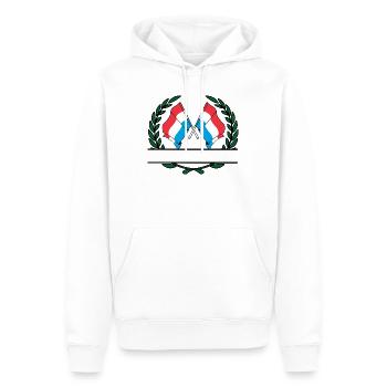 Drapeaux luxembourgeois couronne de laurier bannière - Sweat à capuche Premium bio Homme - blanc - Devant - Nico (187cm)