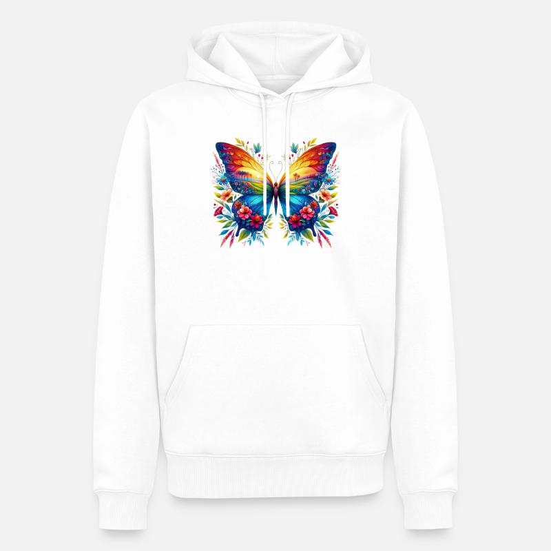 Papillon - Sweat à capuche Premium bio Homme - blanc
