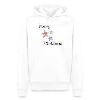 WEIHNACHTEN. FROHE WEIHNACHTEN. FROHE WEIHNACHTEN. WEIHNACHTSMANN - Männer Premium Bio Hoodie - Weiß - Vorne - Nico (187cm)
