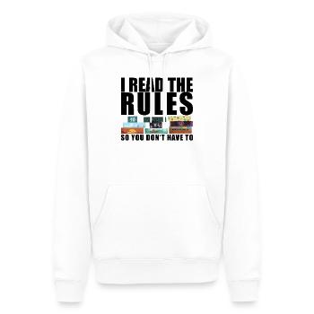 Règles dictant - Sweat à capuche Premium bio Homme - blanc - Devant - Nico (187cm)