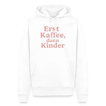 Erst Kaffee, Dann Kinder (rosa) - Männer Premium Bio Hoodie - Weiß - Vorne - Nico (187cm)