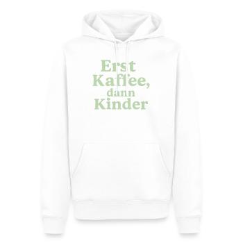 Erst Kaffee, Dann Kinder (salbeigrün) - Männer Premium Bio Hoodie - Weiß - Vorne - Nico (187cm)