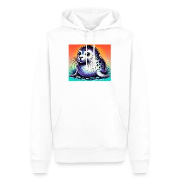 seal - Men’s Premium Organic Hoodie - white - Front - Nico (187cm)