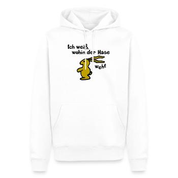 Partout où souffle le lièvre - Sweat à capuche Premium bio Homme - blanc - Devant - Nico (187cm)