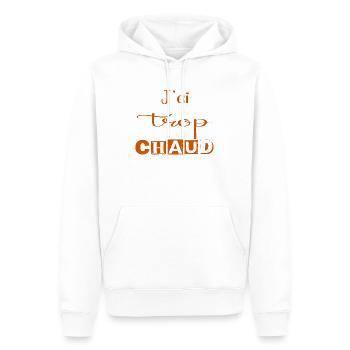 J'ai Trop Chaud Typographie Orange - Sweat à capuche Premium bio Homme - blanc - Devant - Nico (187cm)