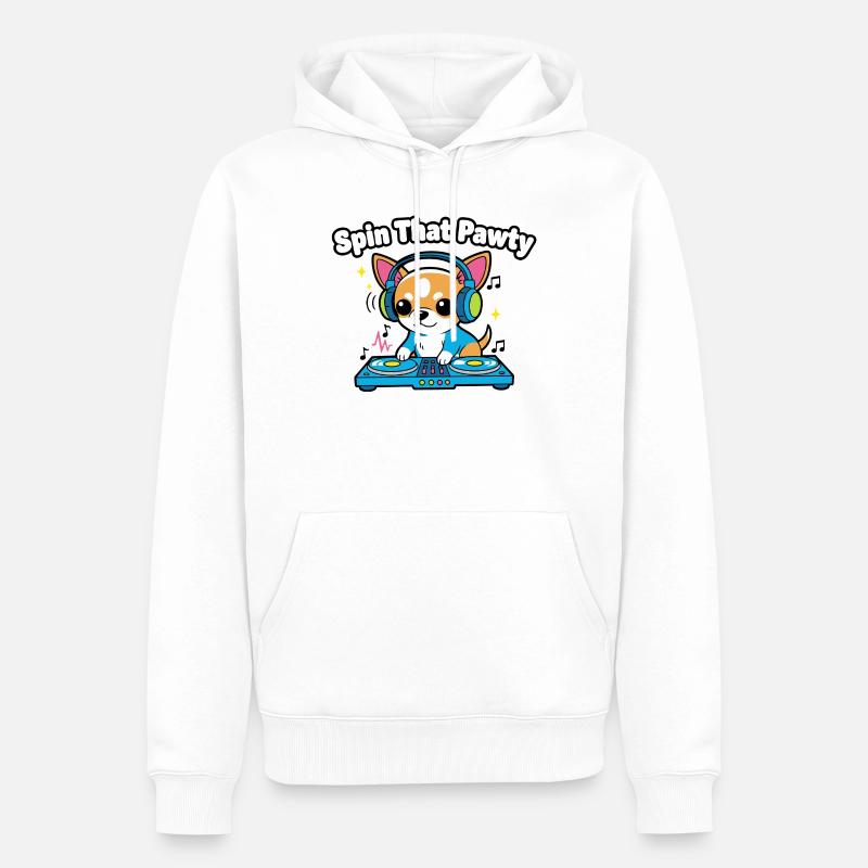 Spin That Pawty DJ Pup - Männer Premium Bio Hoodie - Weiß