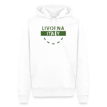 Livourne, Italie, Logo vert - Sweat à capuche Premium bio Homme - blanc - Devant - Nico (187cm)