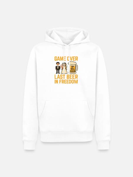 Game Over Last Beer in Freedom - Men’s Premium Organic Hoodie - white