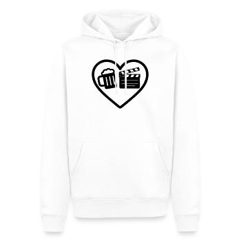 Cœur Bière Cinéma Humour - Sweat à capuche Premium bio Homme - blanc - Devant - Nico (187cm)