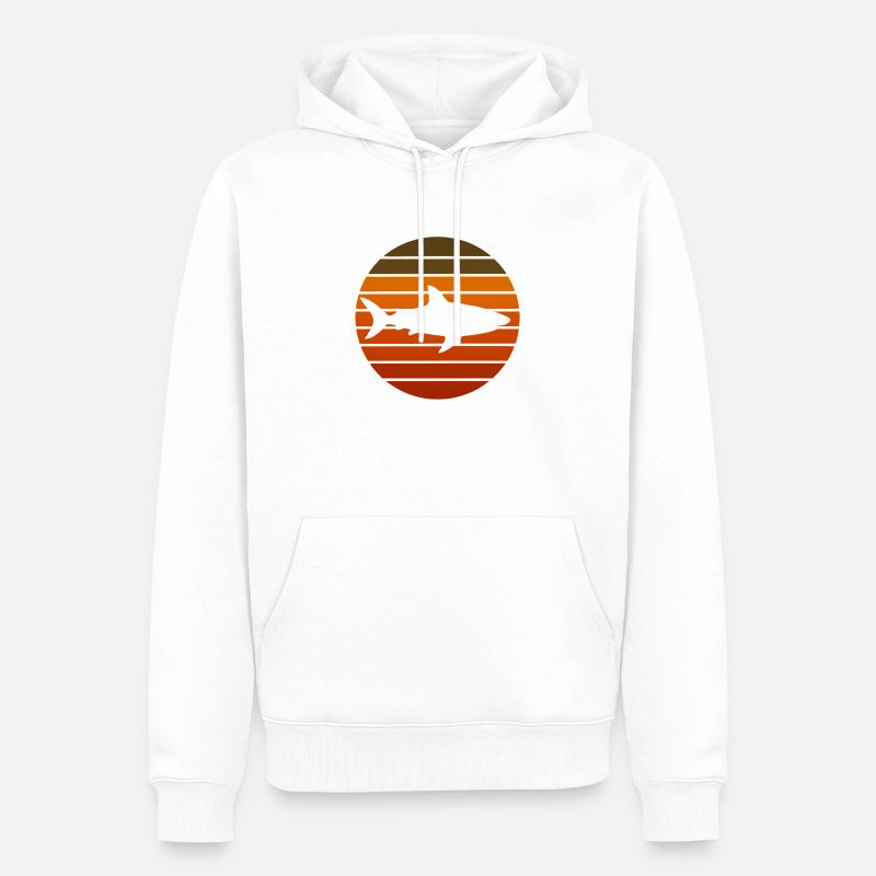 Silhouette du requin couchant de soleil - Sweat à capuche Premium bio Homme - blanc