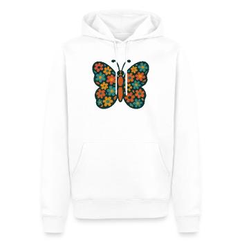 Jeu de couleurs Fleur Papillon - Sweat à capuche Premium bio Homme - blanc - Devant - Nico (187cm)
