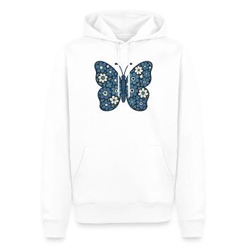 Blue Blossoms Butterfly Floral - Men’s Premium Organic Hoodie - white - Front - Nico (187cm)