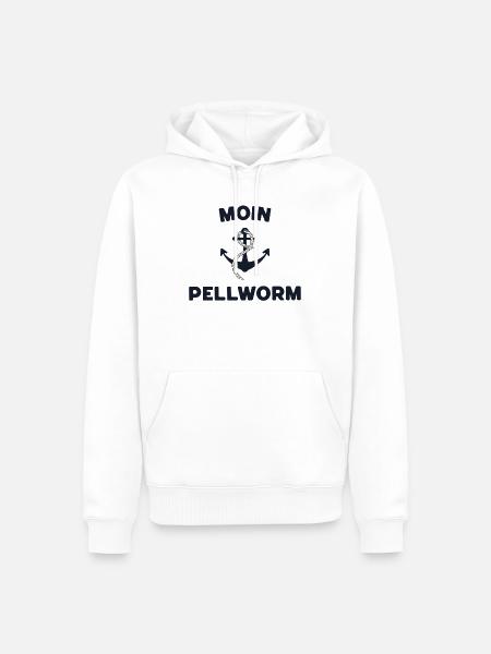 Moin Pellworm – Maritimes Anker-Design - Männer Premium Bio Hoodie - Weiß