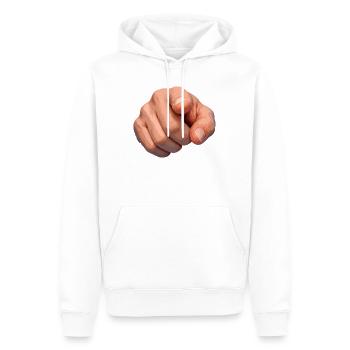 Illustration de l’indice pointé - Sweat à capuche Premium bio Homme - blanc - Devant - Nico (187cm)